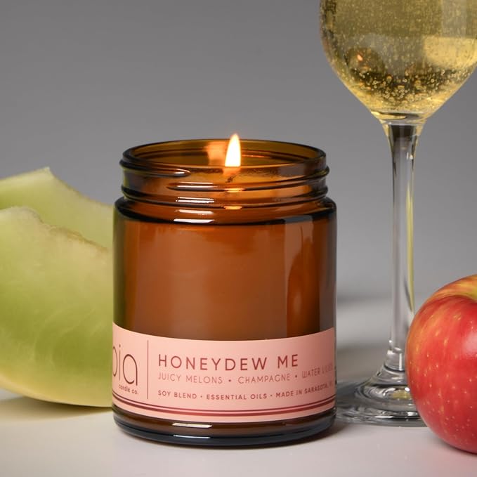 Bia Candle Co Soy Blend Candle, Honeydew & Watermelon with Tart Apple & Champagne – Clean Long Burn, Honeydew Me Scent, 7 oz