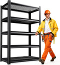 5-Tier 72”H Garage Shelving, Adjustable Garage Shelves, 2500 Lbs Storage Shelves Heavy Duty, Garage Shelf for Tool Organization, Storage Shelves for Basement, Warehouse, Black (72''H×36''W×15.7''D)