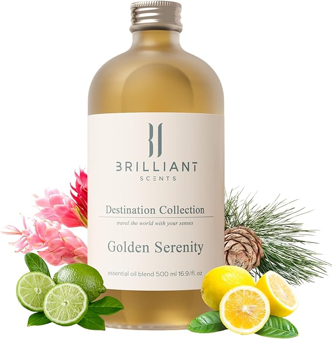 Brilliant Scents Diffuser Oil Refill, Inspired by Nobu Hotel, Hotel Series Aroma Scents, Essential Oils Set for Home, Fragrance Oil for Candle Making, Home, 50 ML, Golden Serenity