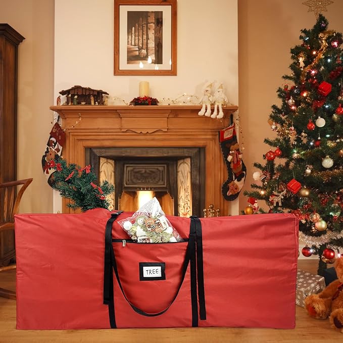 Christmas Tree Storage Bag Extra Large Waterproof Heavy Duty Storage Containers, Fits Up to Tall 7.5 ft Xmas Artificial Tree, 600D Oxford Xmas Holiday Tree Bag with Reinforced Handles Dual Zipper