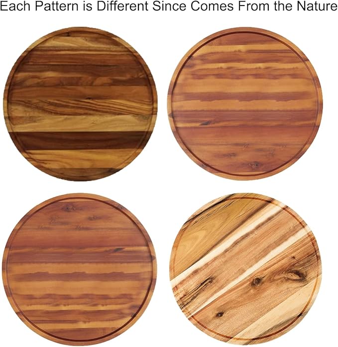 10" Two-Tier Acacia Wood Lazy Susan Organizer Kitchen Turntable for Cabinet Pantry Table Organization