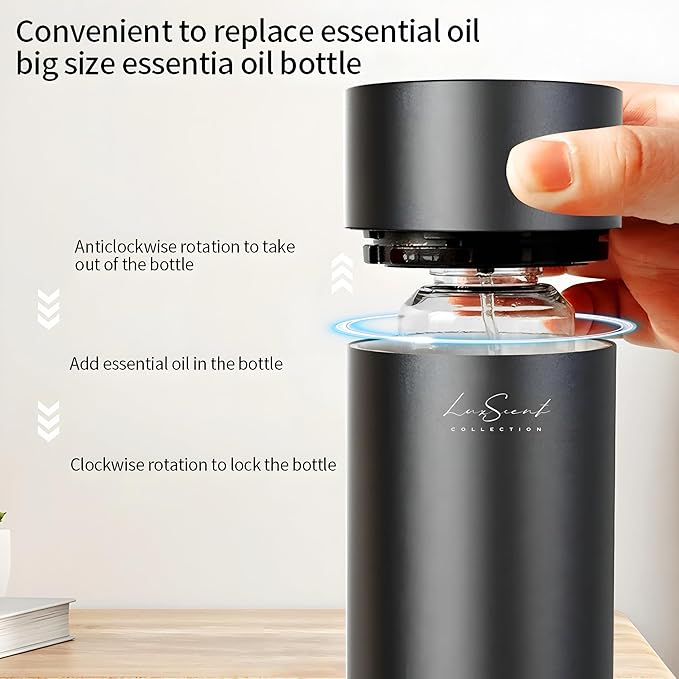 Wireless Aroma Diffuser Scent Oil - Home Luxury Portable Scent Diffuser - Remote Control Waterless Diffuser - 1000 sq. ft Coverage - Essential Oil 20ml Sample Pack Included - Aromatherapy (Silver)