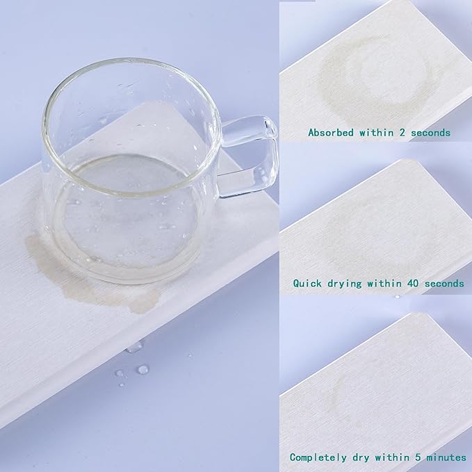 NiuYichee 2 Pcs Water Absorbing Stone Trays, Kitchen/Bathroom Sink Soap Dish, Diatomite Tray Used for Hand Soap & Cosmetic Bottles in The Modern Home, 4" W x 8.3" L, White