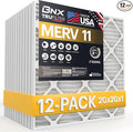 BNX TruFilter 20x20x1 Air Filter MERV 11 (12-Pack) - MADE IN USA - Allergen Defense Electrostatic Pleated Air Conditioner HVAC AC Furnace Filters for Allergies, Dust, Pet, Smoke, Allergy MPR 1200 FPR