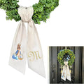Rabbit Easter Wreath Bow Custom Embroidered Monogram Spring Bunny Wreath Sash for Front Door Hand Tailored Easter Decorations Spring Bows for Wreaths (M)
