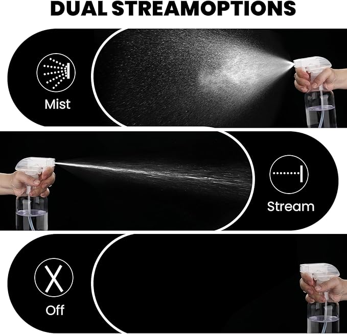 Glass Spray Bottles with Silicone Sleeve, 2 Pack 16.9oz Refillable Containers with Adjustable Spray Nozzles, Empty Spray Bottle for Cleaning Solutions, Hair, Plants (Light Blue+Purple)