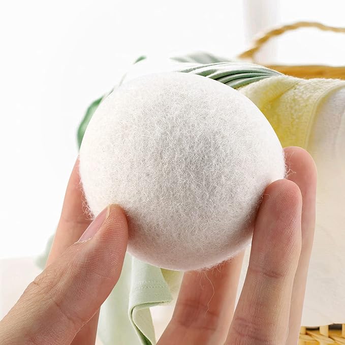 6 Pack 6cm Wool Dryer Balls Reusable Fabric Softener & Static Reducer for Laundry Natural Felted Drying Balls to Speed Up Drying Soften Clothes Reduce Wrinkles & Noise