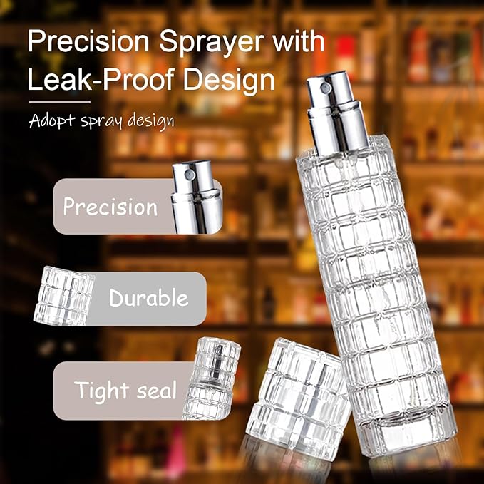 Premium Glass Atomizer Spray Bottle 2 Pack - 30ml Refillable Cocktail & Coffee Bean Spritzer, Leak-Proof Fine Mist for Vermouth, Bitters, Essential Oils, Bar Kitchen Accessories