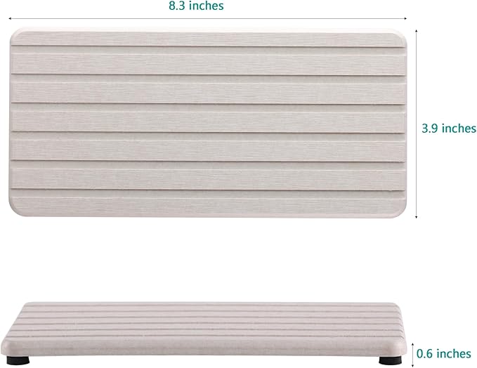 NiuYichee 2 PCS Water Absorbent Diatomite Coasters Rectangle, Grooved Design, Water Absorbing Stone Used for Hand Soaps & Plants & toiletries in The Modern Home