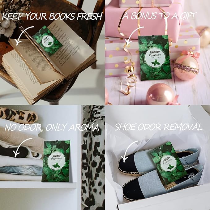 MYARO 12 Packs Peppermint Potpourri Bags Sachets for Drawer and Closet, Long-Lasting Drawer Car Air Fresheners Closet Odor Eliminating Home Fragrance