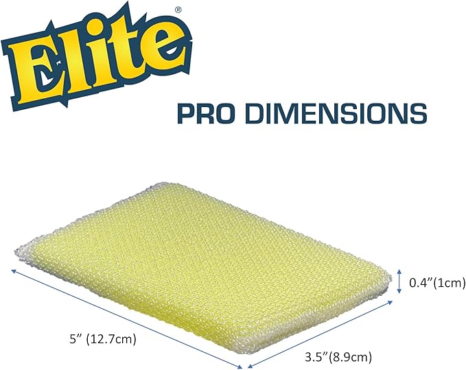 Elite PRO All Purpose Cleaning Pad, 2 Pack, Non Scratch, Dish Sponge, Scrubber, Made in USA. Large Thin Sponge for Kitchen and Household Use. Flexible to Clean Corners and Tight Spaces.