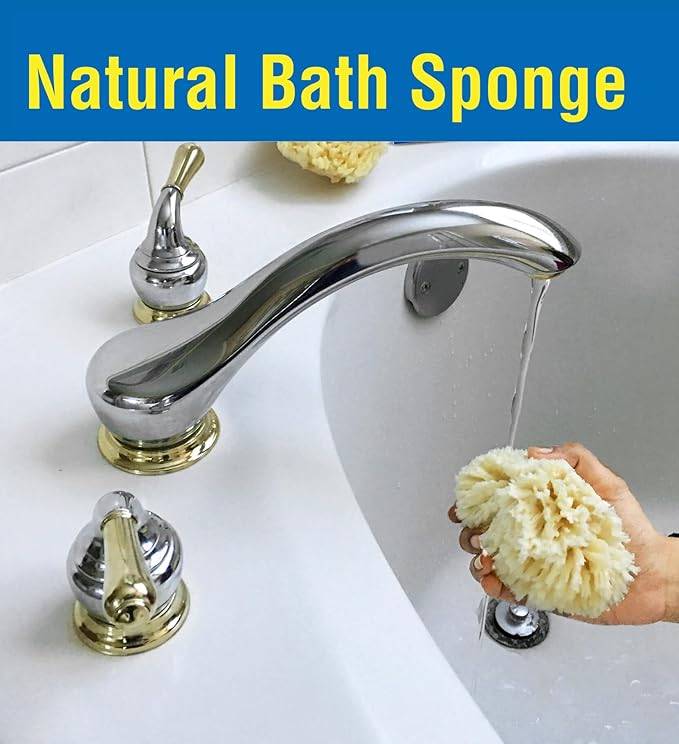 HartFelt Natural Bath Sponge 4in Ultra Soft Premium Sea Wool Sponge Soft on Tender Skin, Biodegradable, 2pk