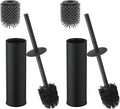 Toilet Brush and Holder,Stainless Steel Toilet Brushes for Bathroom with Holder 2pack Black