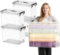 4 Pack Clear Storage Bins with Lids, 72 Qt-Stackable Plastic Organizer for Home, Office, Garage, BPA-Free, Heavy-Duty, See-Through Containers with Secure Latches & Handles
