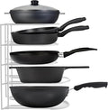 Extreme Matters Heavy-Duty Pots and Pans Organizer | 5-Tier Cookware & Lid Storage Rack | Free-Standing or Wall-Mount | Kitchen Organizer for Cast Iron Skillets, Pots, Frying Pans, Lids | White