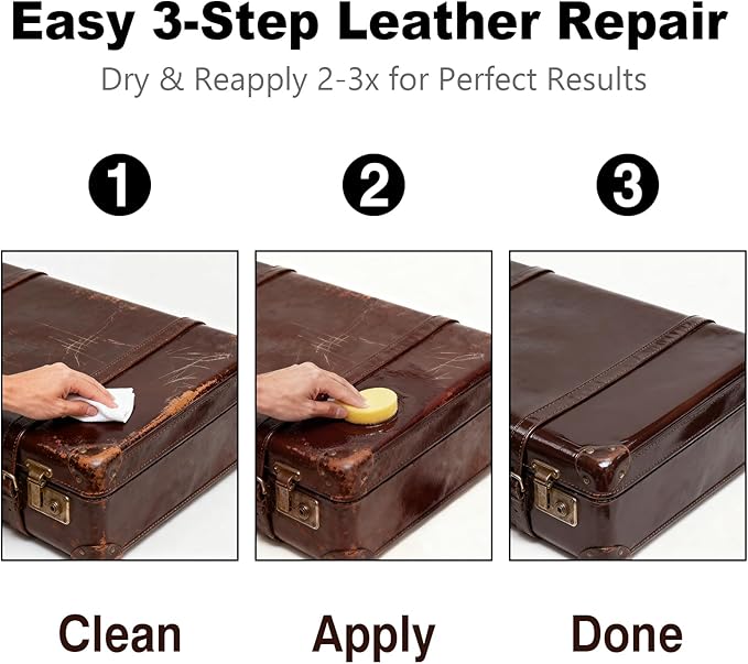 Black Leather Repair Kit, Black Leather Recoloring Balm, Leather Dye - Restore & Renew Scratch, Faded and Aged Leather & Vinyl Couches, Boots, Car Seats or Leather Furniture