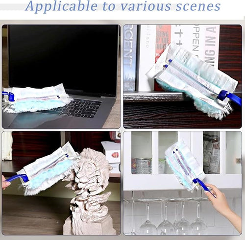 30 Pack Duster Refills Compatible with Swiffer Duster, Heavy Duty Multi Surface Duster Replacement with 1 Extra Handle for Cleaning Furniture, Blinds, Ceiling Fans and Car