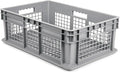 Hudson Exchange 24 x 16 x 8" (40 Pack) Mesh Straight Wall Handled Storage Container Tote, Gray