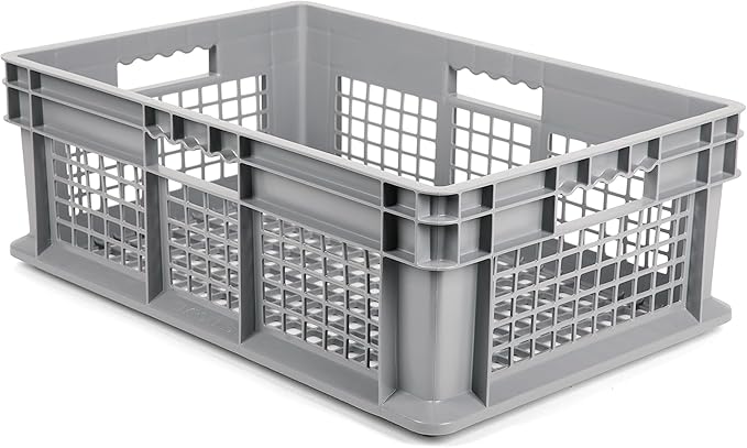 Hudson Exchange 24 x 16 x 8" Mesh Straight Wall Handled Storage Container Tote, Gray
