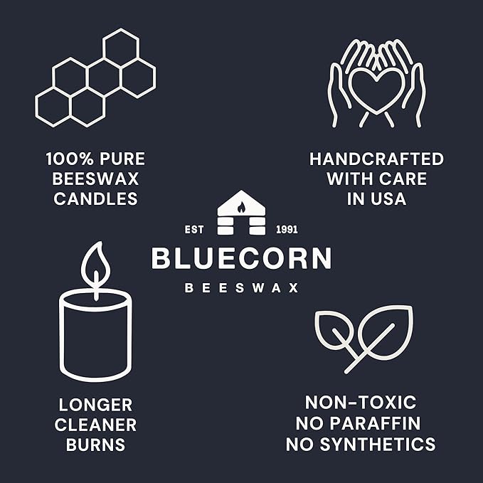 Bluecorn Beeswax 3-Wick Candle, 100% Pure Bees Wax, Lemongrass Cassia & Rosemary Essential Oil Candle Wax, Clean Burning, Long Lasting, Gifts for Women & Men, American Made, 10 Oz
