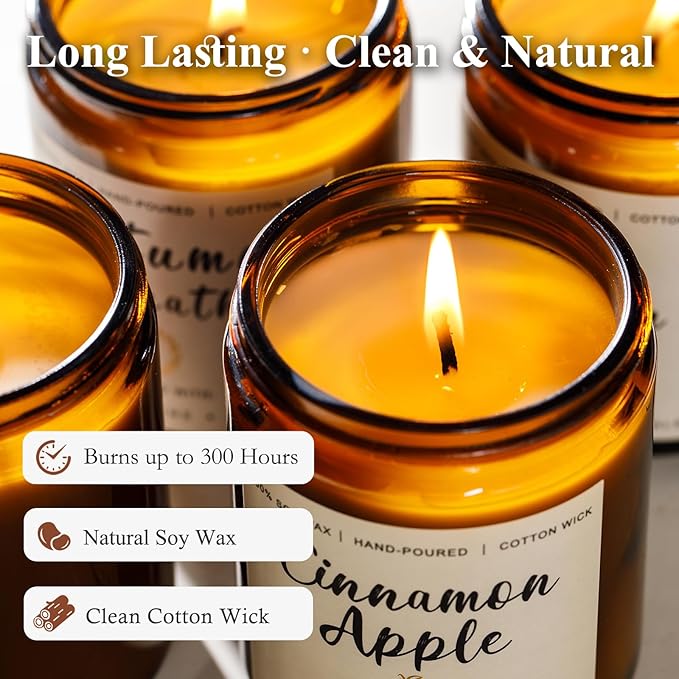 Scented Candle Gift Set for Women – 6 Pack 7oz Winter Scented Soy Candles, Long Lasting Aromatherapy Christmas Gifts for Her, Perfect for Home Décor, Vanilla, Cinnamon & Cedar Scents