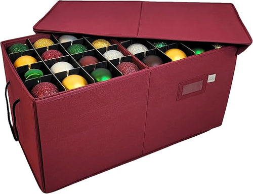 612 Vermont Christmas Ornament Storage Box with Adjustable Acid-Free Dividers, Holds 128 – 3 Inch Ornaments (SB-40043-VT)