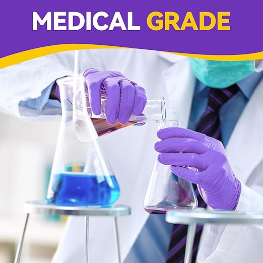 Basic Nitrile Exam Gloves, Medical Violet Blue Gloves Disposable Latex Free Medium Powder-Free For Exam, Food Prep Cleaning, 100 Pcs, M, NGPF1035
