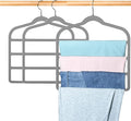 Velvet Pants Hangers Space Saving Hangers Closet Organizer for Jeans Slack Trousers Scarf Tie Pants Rack Leggings Hanger Non-Slip Hangers Multiple Clothes Holder (Grey, 3)