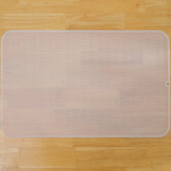 MicoYang Silicone Dish Drying Mat for Multiple Usage,Easy clean,Eco-friendly,Heat-resistant Silicone Mat for Kitchen Counter or Sink,Refrigerator or Drawer Liner Translucent 3XL 28 inches x 18 inches