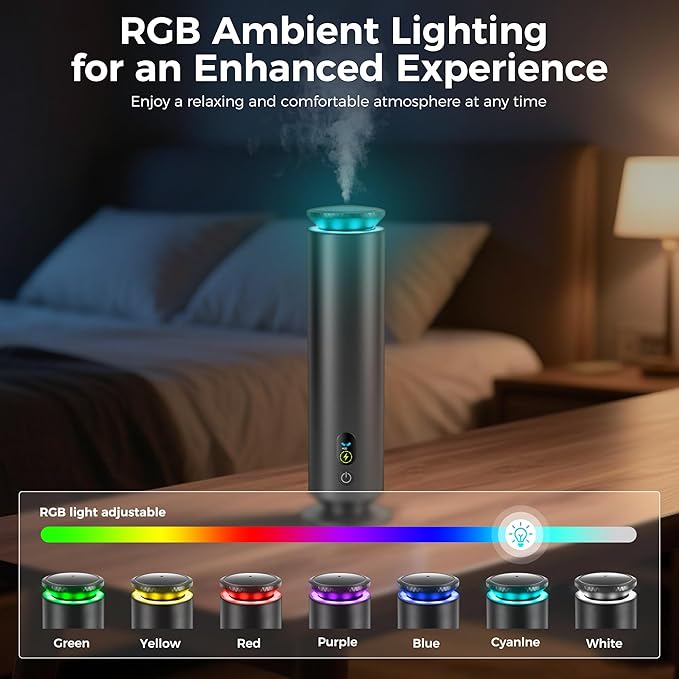 Hotel Scent Diffuser Starter Kit - 1000 Square Feet, 7 Ambient Light Settings, Includes 5 Essential Oils for Hotel Aromatherapy, Hotel Scent Diffuser,for Hotels, Homes, and Large Rooms
