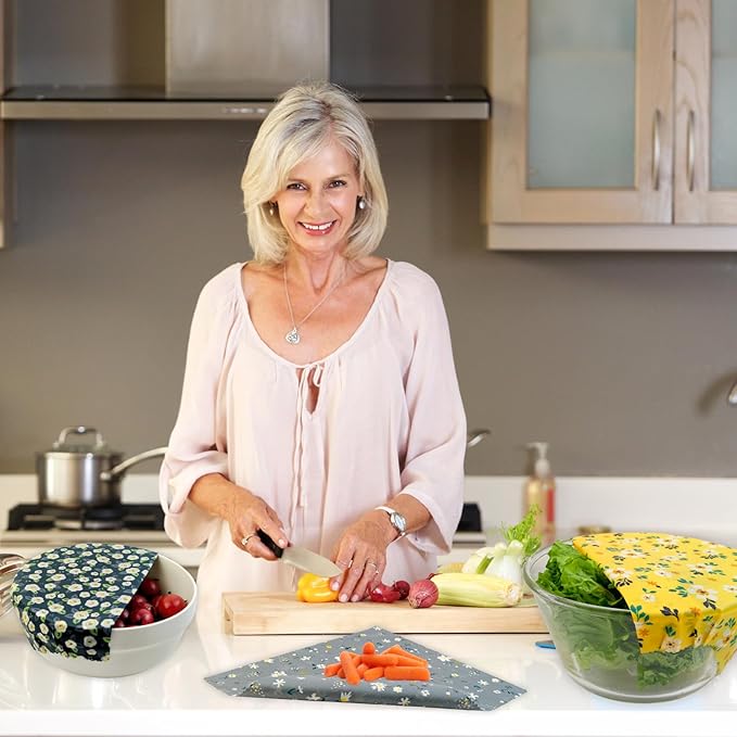 Reusable Beeswax Wrap - 9 Pack Beeswax Wraps for Food, Eco-Friendly Beeswax Food Wraps, Bread Sandwich Food Wrap - Organic, Sustainable, Zero Waste, Plastic-Free Food Storage, 1XL, 3M, 5S