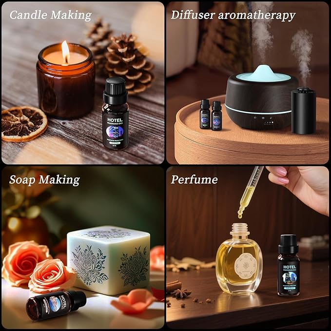 Waterless Essential Oil Diffuser Aromatherapy Scent Diffusers for Home Large Room, Bedroom, Car, Office, Battery Operated Mini Portable Air Freshener, 3 Countdown Timers & 3 Mist Levels