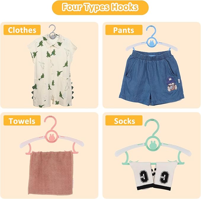 30 Pack Baby Hangers, Non-Slip Kids Hangers, 11"-14" Adjustable Infant Hanger, Space Saving Plastic Hanger for Girl Boy Toddler Kids Child (Multicolour)