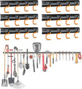 3-H 6×16" All Metal Garden Tool Organizer, Garage Tool Organizer, Broom Holder Wall Mount for Garage, Shed, Garden, Basement Hanging and Organizing Rake, Mop, Shovel, Hose