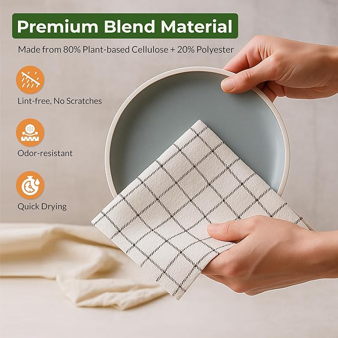 MosJos Swedish Dishcloths, Vintage Plant-Based Cellulose, 6.7x7.5 Inch, Super Absorbent, Multi-Surface, Machine Washable, Reusable, 5 Pack (Brown White)