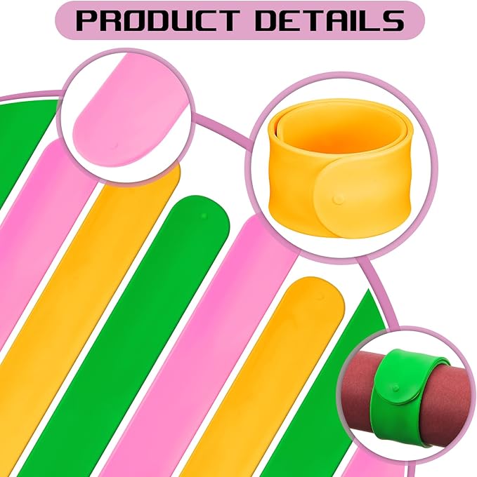 Charniol 12 Pieces Wrapping Paper Roll Holder Holiday Flip Wraps Silicone Covered Metal Strips Flip 1 x 9 Inch Stabilizer Slap Band for Poster Gift Paper Vinyl Storage Organize (Green,Yellow,Pink)