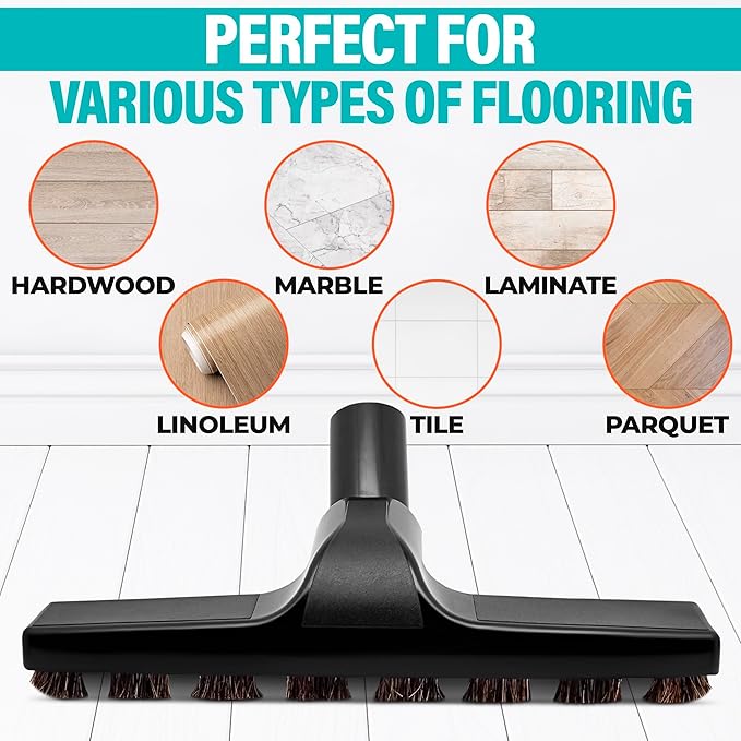 Horsehair Vacuum Brush Attachment - 1 1/4 Vacuum Floor Brush Attachment for Hardwood Floors with Soft Bristles - Gentle Cleaning | Rotates 360° | Ideal for Wood, Tile, and Smooth Surfaces