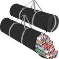 OUTTDID Christmas Wrapping Paper Organizer Storage, 41" Gift Wrapping Paper Storage Containers, 600D Oxford Fabric Gift Wrap Paper Holder Fits 18-25 Rolls, with Handles and Zippered, Black