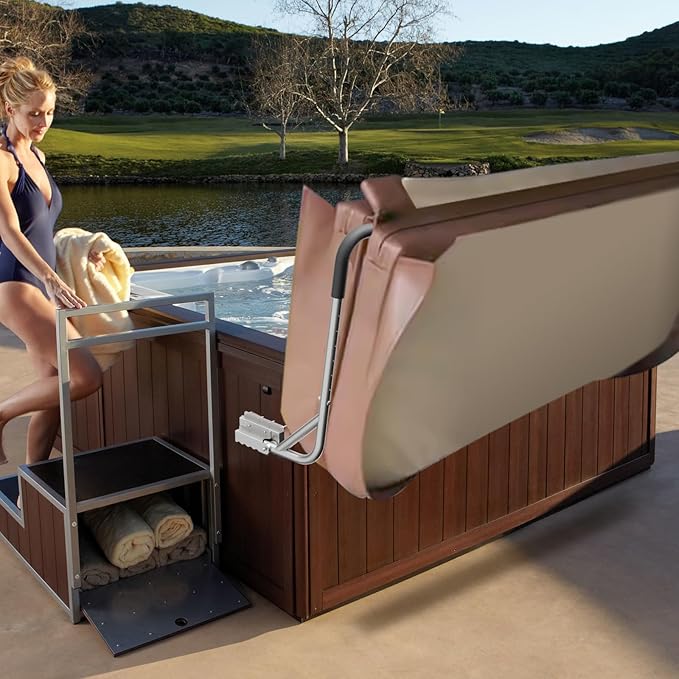 Spa Cover Lifts, Stainless Steel Hot Tub Cover Lift &Pivot Top Mount Spa Removal System Reinforced Bracket, Hot Tub Cover Lifter fits Most Hot Tub Sizes Spa Cover Lift
