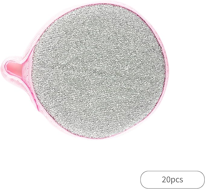 Anphly Kitchen Double-Sided Dishwashing Sponge Scrubber for Pots and Pans Cleaning Cloth Household Dishcloth Scouring Pad Pink 10 pcs Yellow 10 pcs