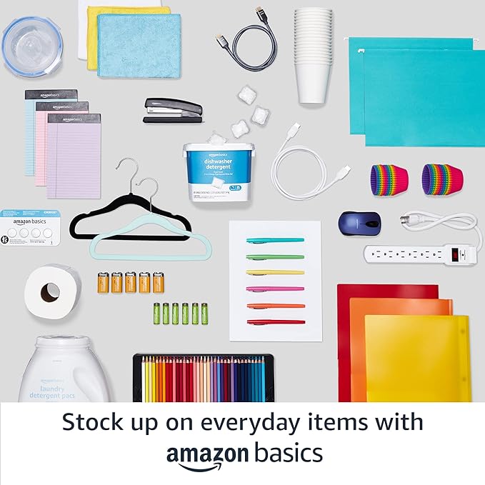 Amazon Basics Slim, Velvet, Non-Slip Sturdy Clothes Hangers, 50-Pack, Ivory/Rose Gold