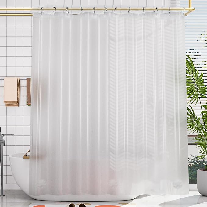 AmazerBath 78 Inch Frosted PEVA Shower Curtain - Heavy Duty with 3 Weighted Stones and 12 Rustproof Grommets