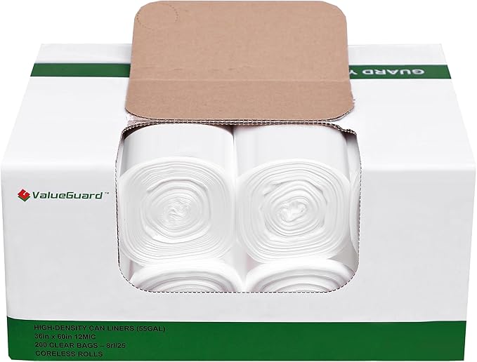 Trash Can Liner - Wholesale 200 Count Garbage Bags on Perforated Roll 55 Gallon Multipurpose for Office Bathrooms Business Home Commercial and Industrial Needs