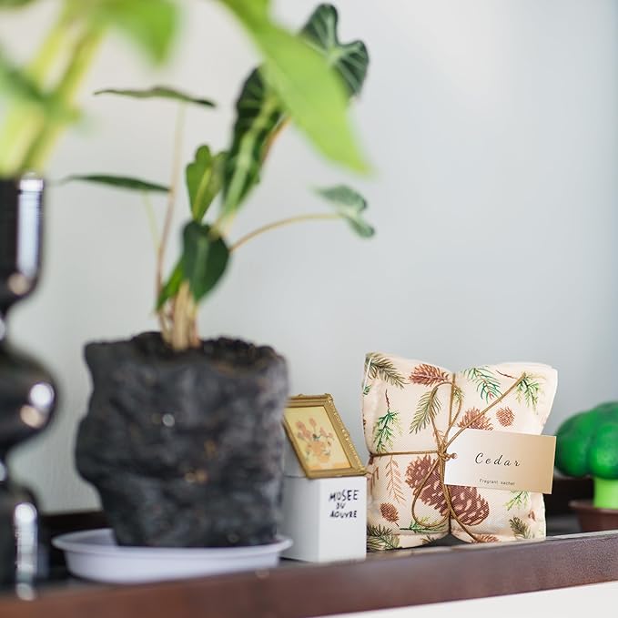 AUCUDA Cedar Scented Spring 4pcs Sachet Bags for Drawers and Closets Decorations, Potpourri Packets for Women Clothes Storage, Spring Wedding Fragrance Pillow for Bedroom Indoor, Air Fresheners.