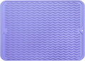 MicoYang Silicone Dish Drying Mat for Multiple Usage,Easy clean,Eco-friendly,Heat-resistant Silicone Mat for Kitchen Counter or Sink,Refrigerator or drawer liner Light Purple L 16 inches x 12 inches