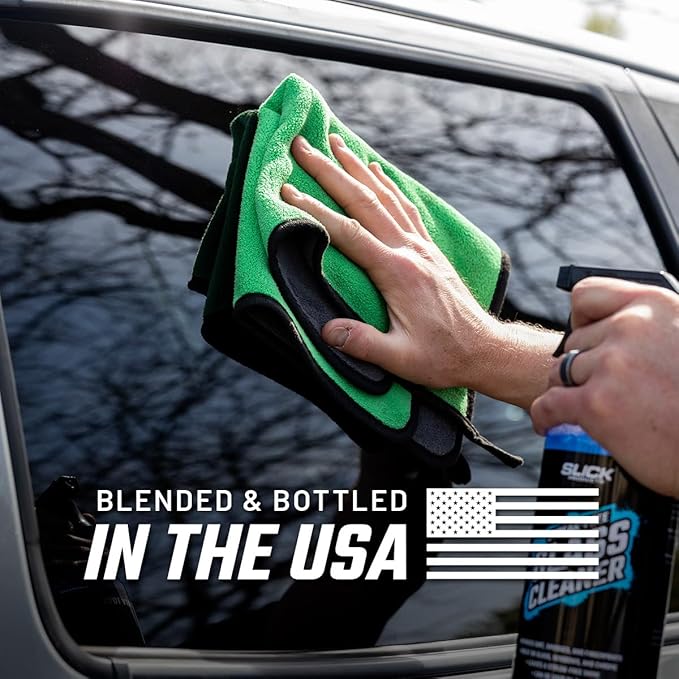 Slick Products Streak-Free Glass Cleaner – Ammonia-Free Window, Mirror, Chrome & Tint Cleaner – Removes Dirt, Smudges & Fingerprints – Ready-to-Use – 16 oz.