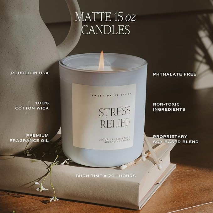 Sweet Water Decor Boy Mama Candle, Non-Toxic Soy Wax, Palo Santo Scent, Patchouli, Lavender, Cedarwood & Vanilla, 15oz Blue Matte Jar, 70+ Hour Burn Time, Gift for New Mom, Mother's Day, & Baby Shower