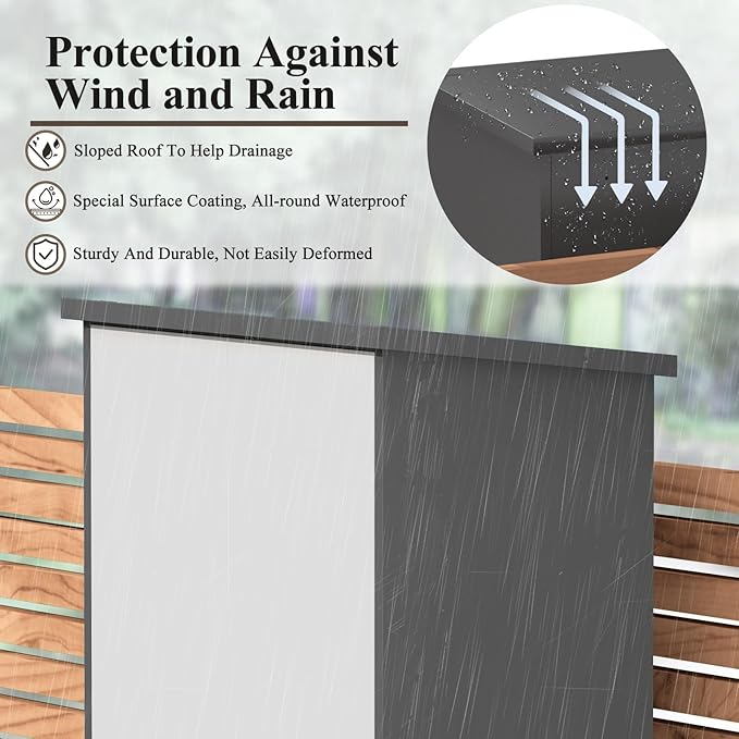 73''H Outdoor Metal Storage Cabinet, Garage Storage Cabinets with Shelves & Locking Doors, Broom Cabinets for Cleaning Supplies, Waterproof Storage Shed for Garden, Porch（15.4" D x 31.5" W ）