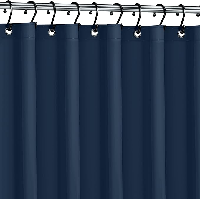 Italian Collection PEVA Shower Curtain Liner 6G Thick, PVC-Free 72" x 72" – Waterproof Bathroom Shower Liner with Metal Grommets & Weighted Bottom Hem – Standard Tub & Stall – Navy