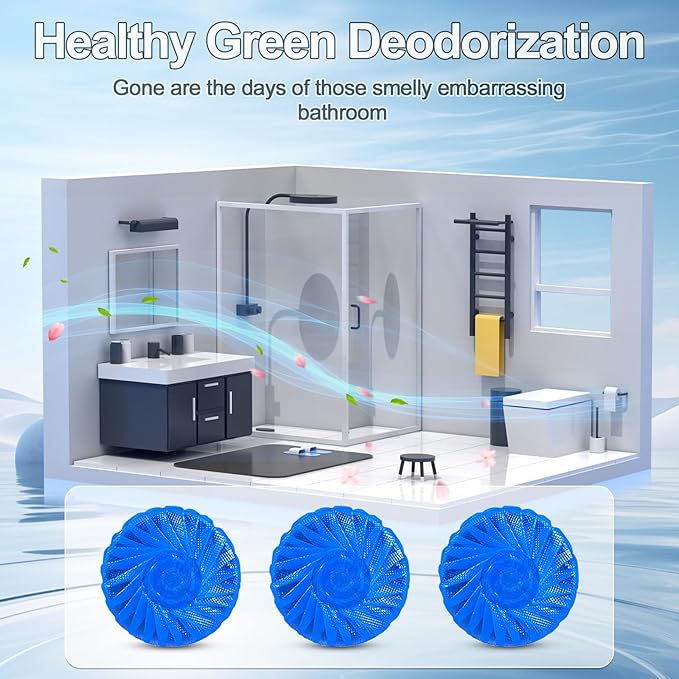 KIISIISO Toilet Bowl Cleaners Tablet 72 PACK, Automatic Toilet Cleaners for Deodorizing & Descaling, Long-Lasting Toilet Bowl Cleaner Tablets with Sustained-Release Technology Against Tough Stains